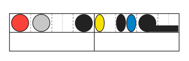 A Figurenotes phrase with gaps to show rests.